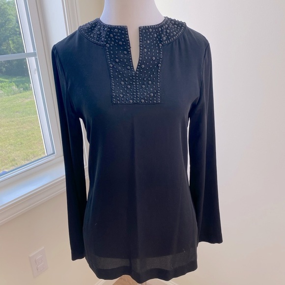 St.John Knits Silk Tunic Top with Beading Size Xsmall - Picture 1 of 7